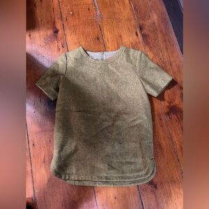 Joe Fresh Women’s Small Top 100% wool tan camel color shirt sleeve zip back